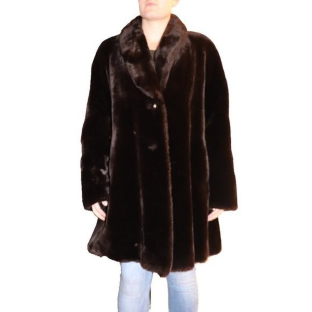 Irving Samuel Holt Renfrew Vintage Brown Faux Fur Jacket